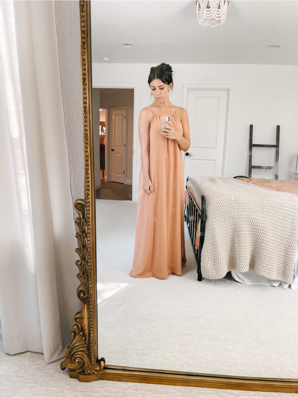 Open Low-back Spaghetti-Strap Terracotta Maxi Dress - Picture 4 of 8